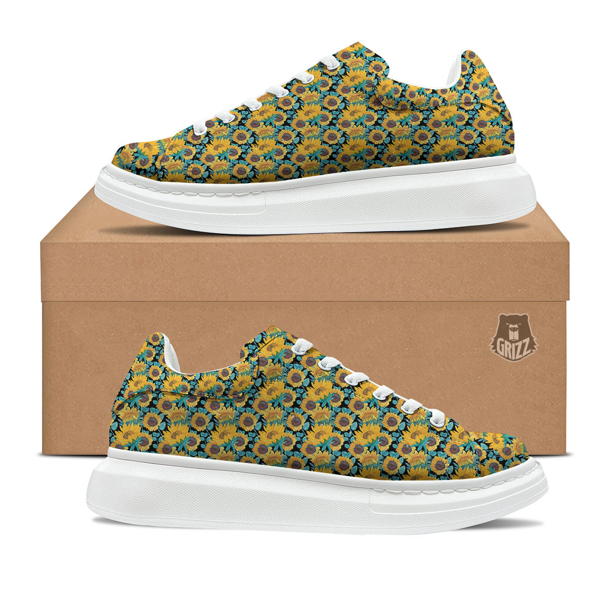 Sunflower Bright Print Pattern Platform Shoes-grizzshop