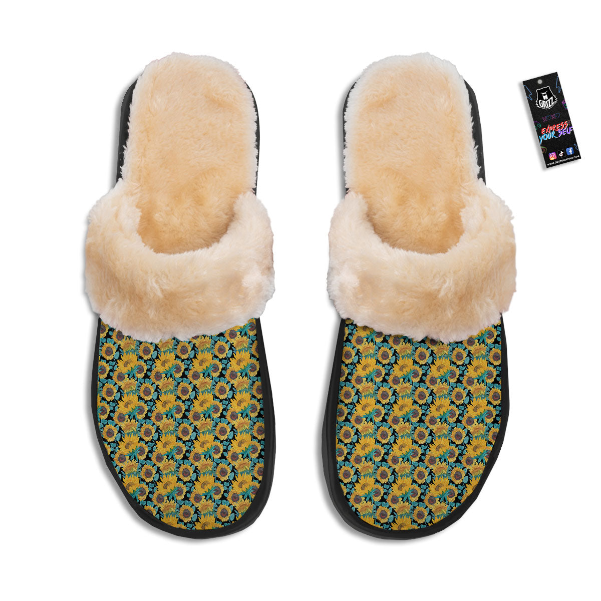 Sunflower Bright Print Pattern Slippers-grizzshop