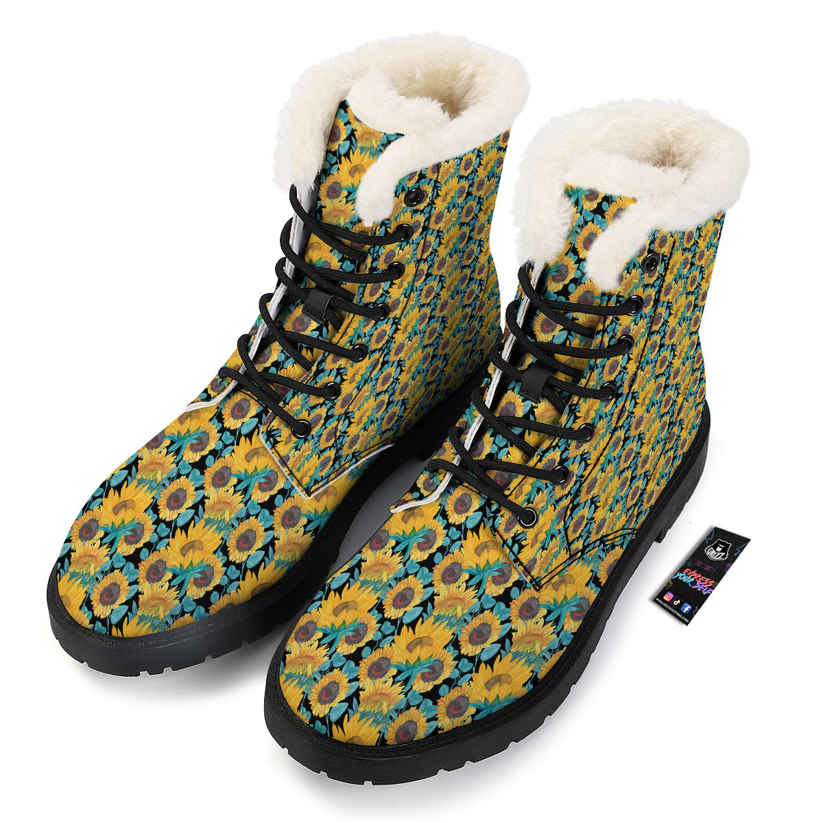Sunflower Bright Print Pattern Winter Boots-grizzshop