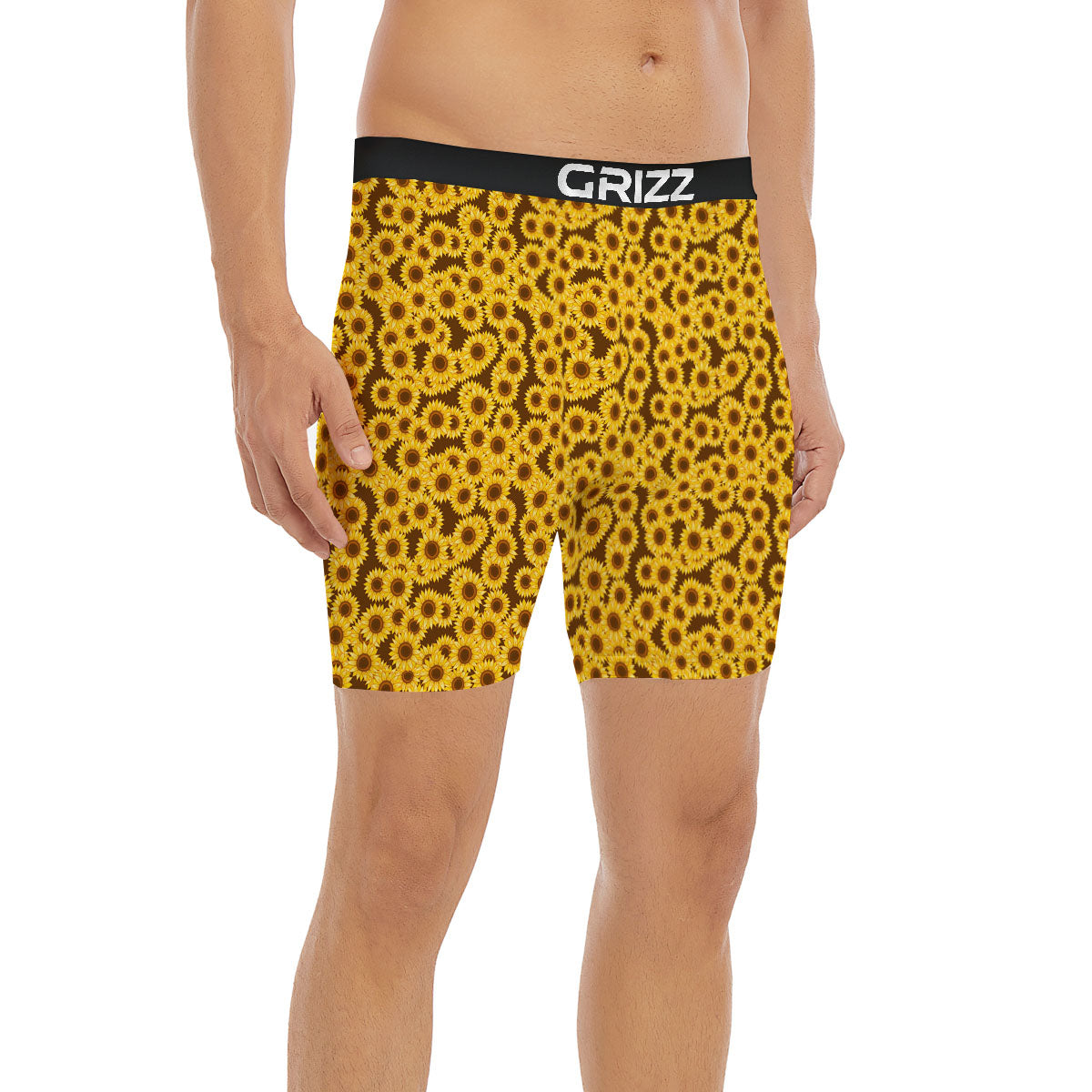 Sunflower Brown Print Pattern Boxer Briefs-grizzshop