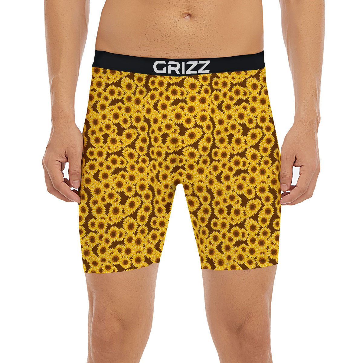 Sunflower Brown Print Pattern Boxer Briefs-grizzshop