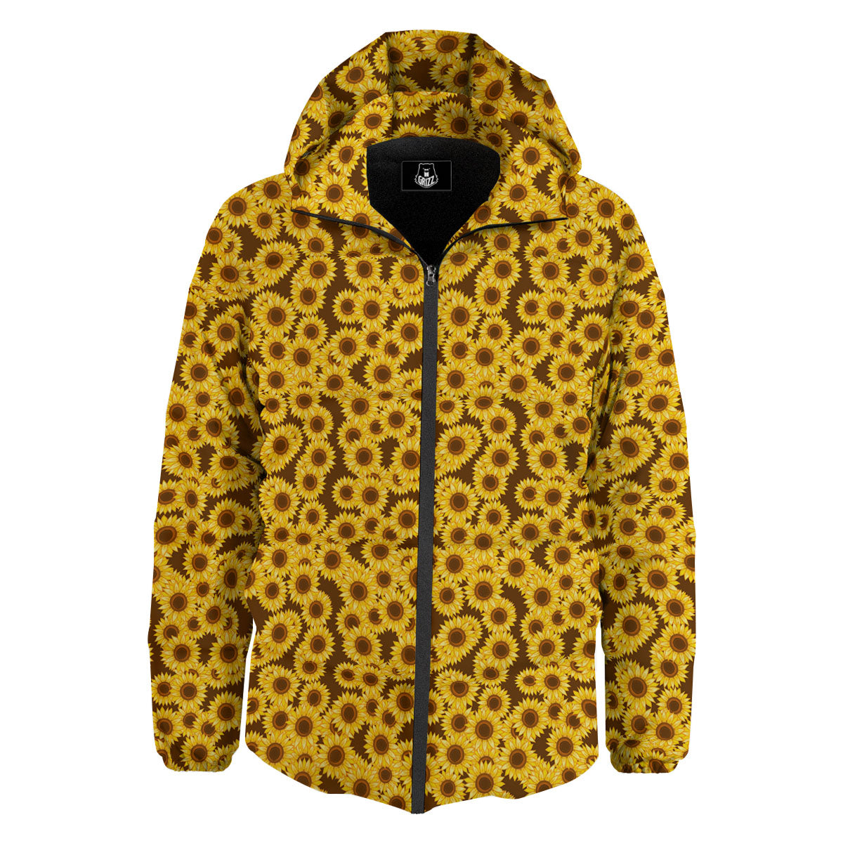 Sunflower Brown Print Pattern Down Jacket-grizzshop