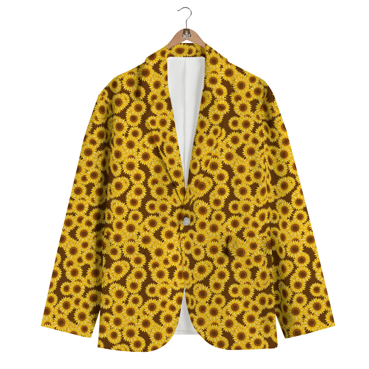 Sunflower Brown Print Pattern Men's Blazer-grizzshop