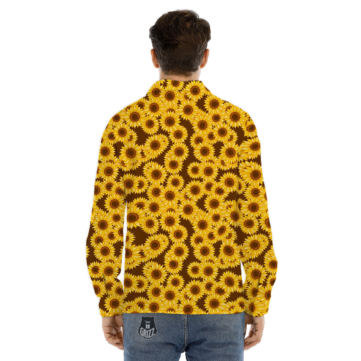 Sunflower Brown Print Pattern Men's Dress Shirts-grizzshop