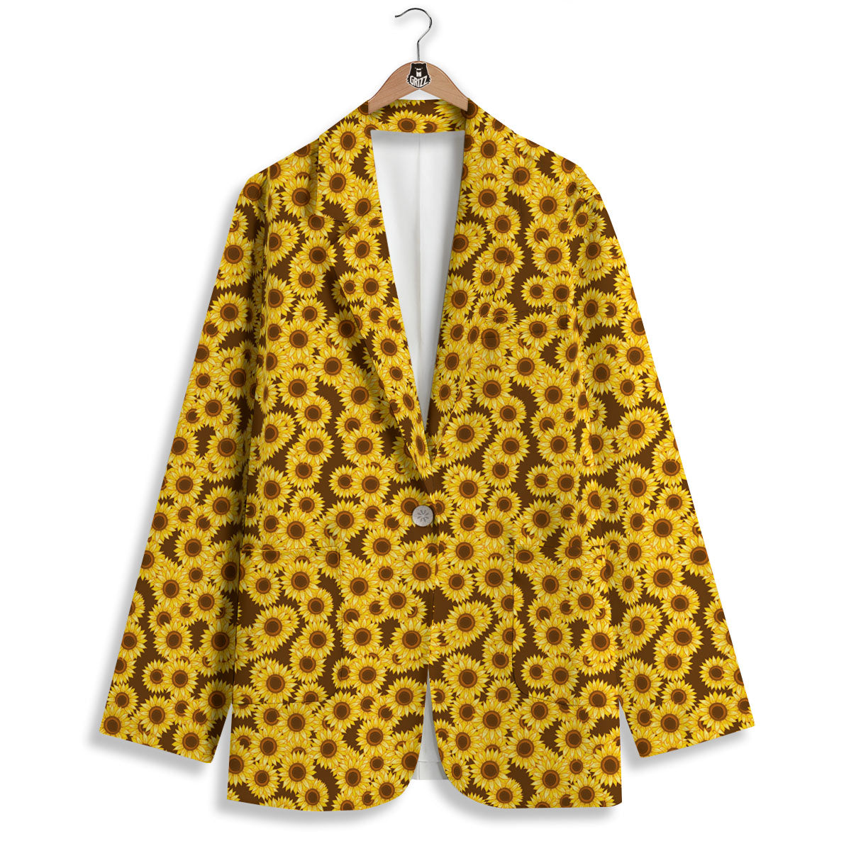 Sunflower Brown Print Pattern Women's Blazer-grizzshop