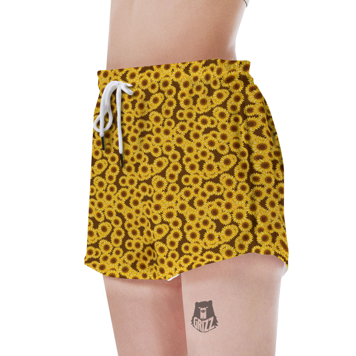 Sunflower Brown Print Pattern Women's Shorts-grizzshop