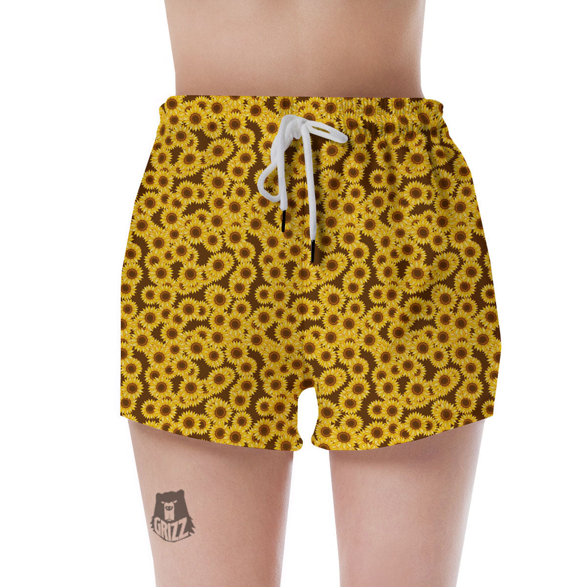 Sunflower Brown Print Pattern Women's Shorts-grizzshop