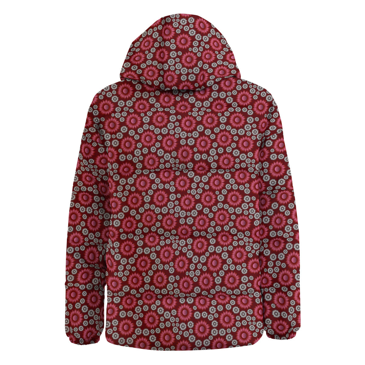Sunflower Burgundy Print Pattern Down Jacket-grizzshop