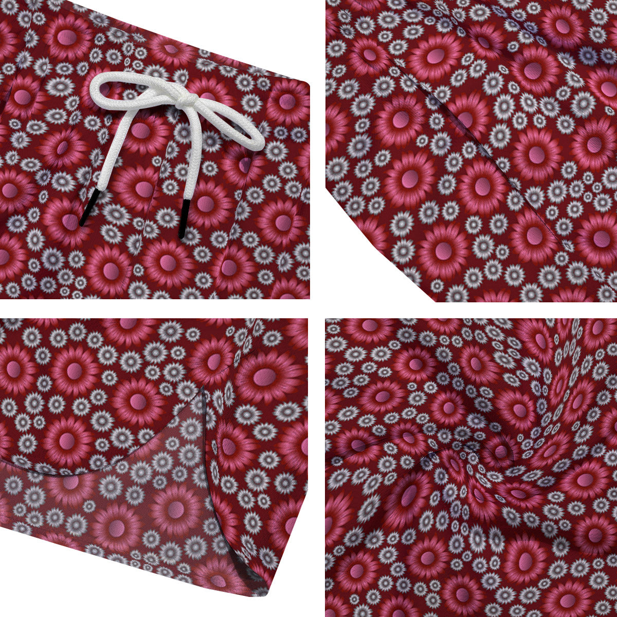 Sunflower Burgundy Print Pattern Men's Running Shorts-grizzshop