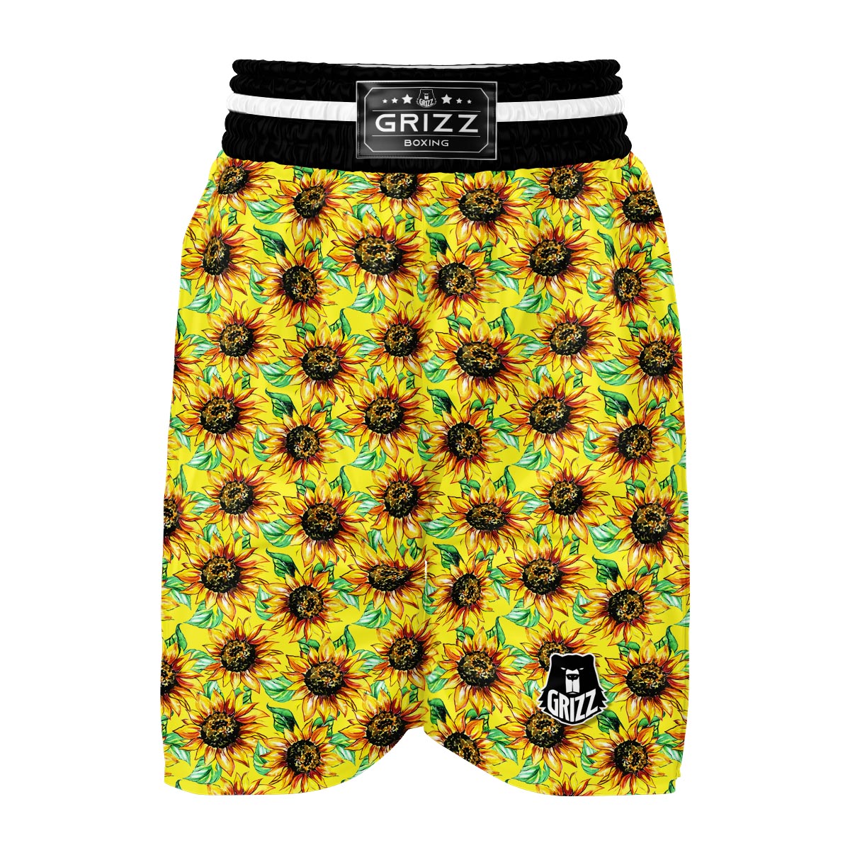 Sunflower Cartoon Pattern Print Boxing Shorts-grizzshop
