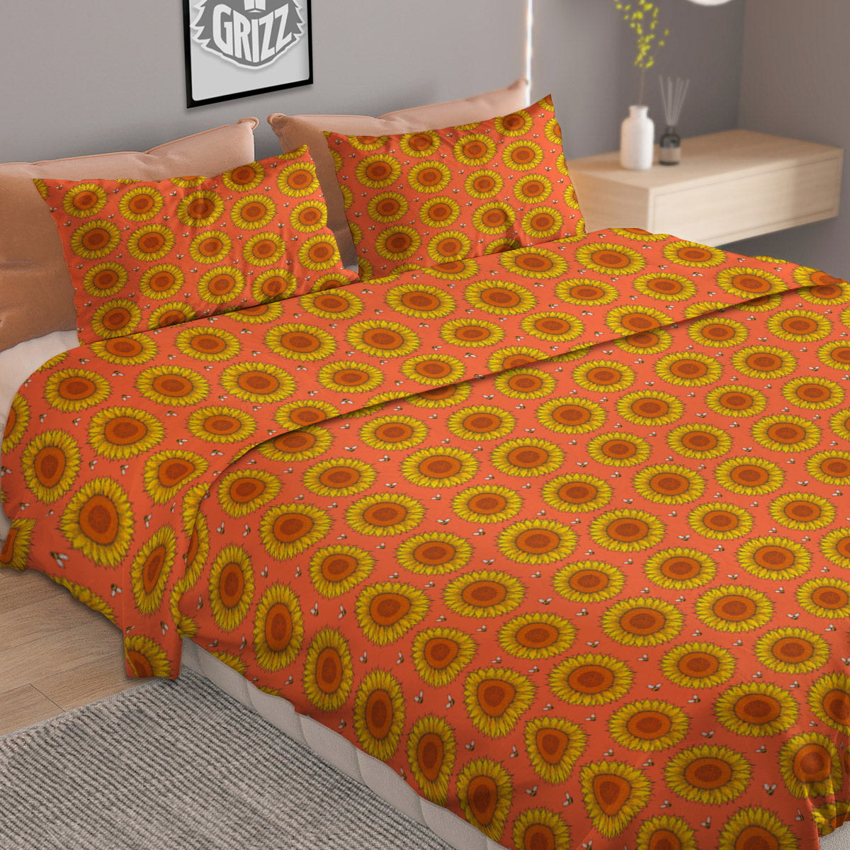 Sunflower Classic Vintage Print Pattern Duvet Cover Bedding Set-grizzshop