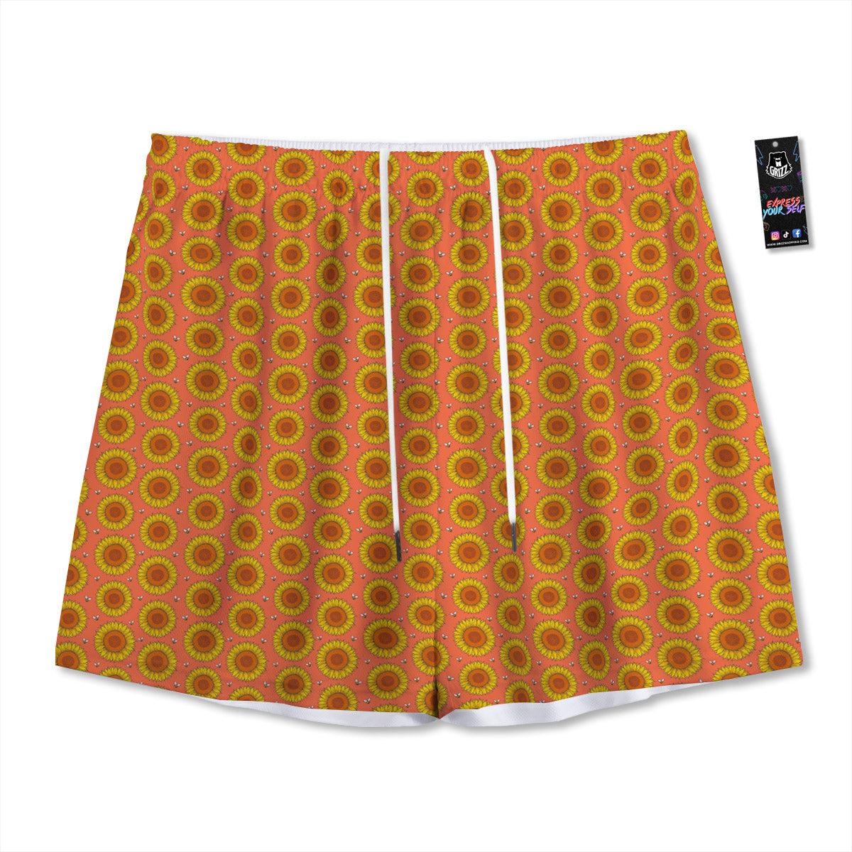 Sunflower Classic Vintage Print Pattern Mesh Shorts-grizzshop