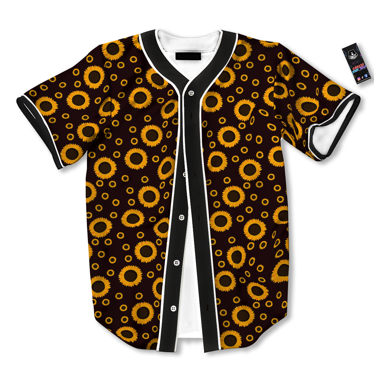 Sunflower Dark Print Pattern Baseball Jersey-grizzshop