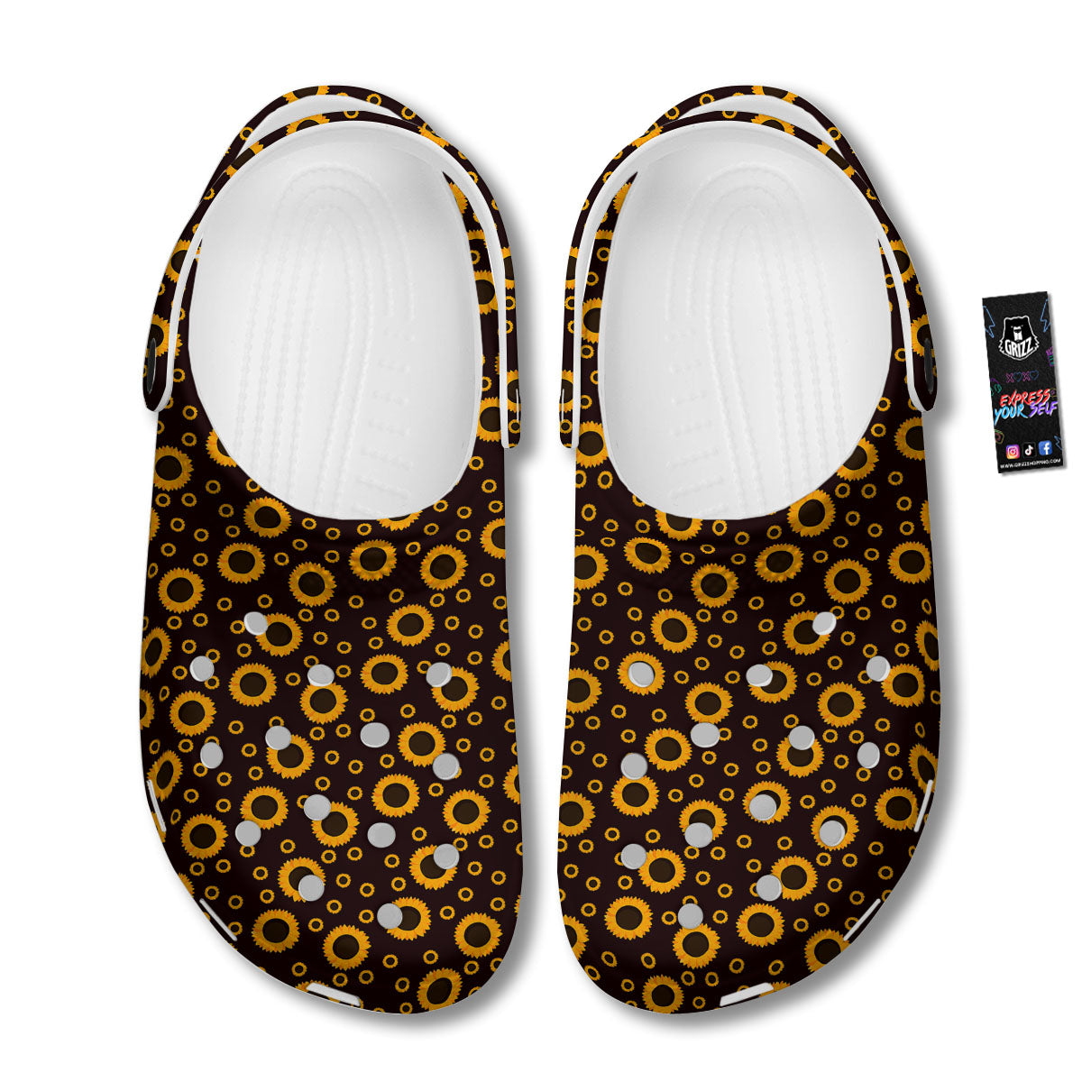 Sunflower Dark Print Pattern Clog-grizzshop