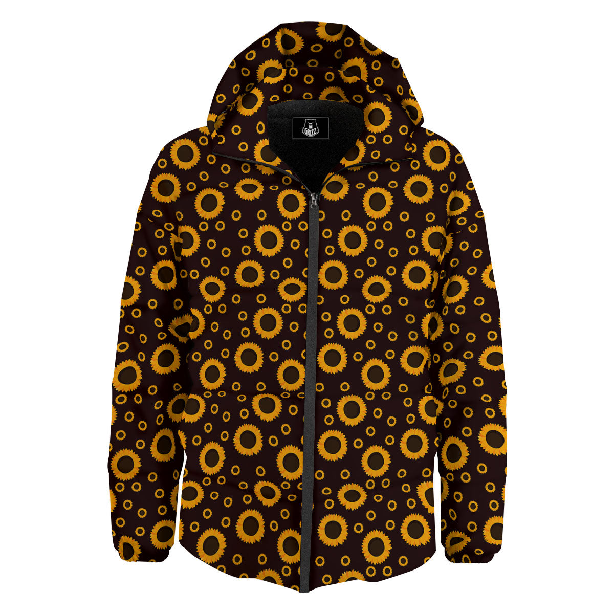 Sunflower Dark Print Pattern Down Jacket-grizzshop