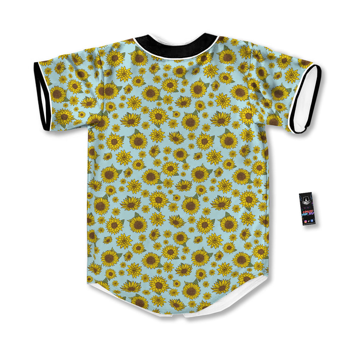 Sunflower Doodle Print Pattern Baseball Jersey-grizzshop