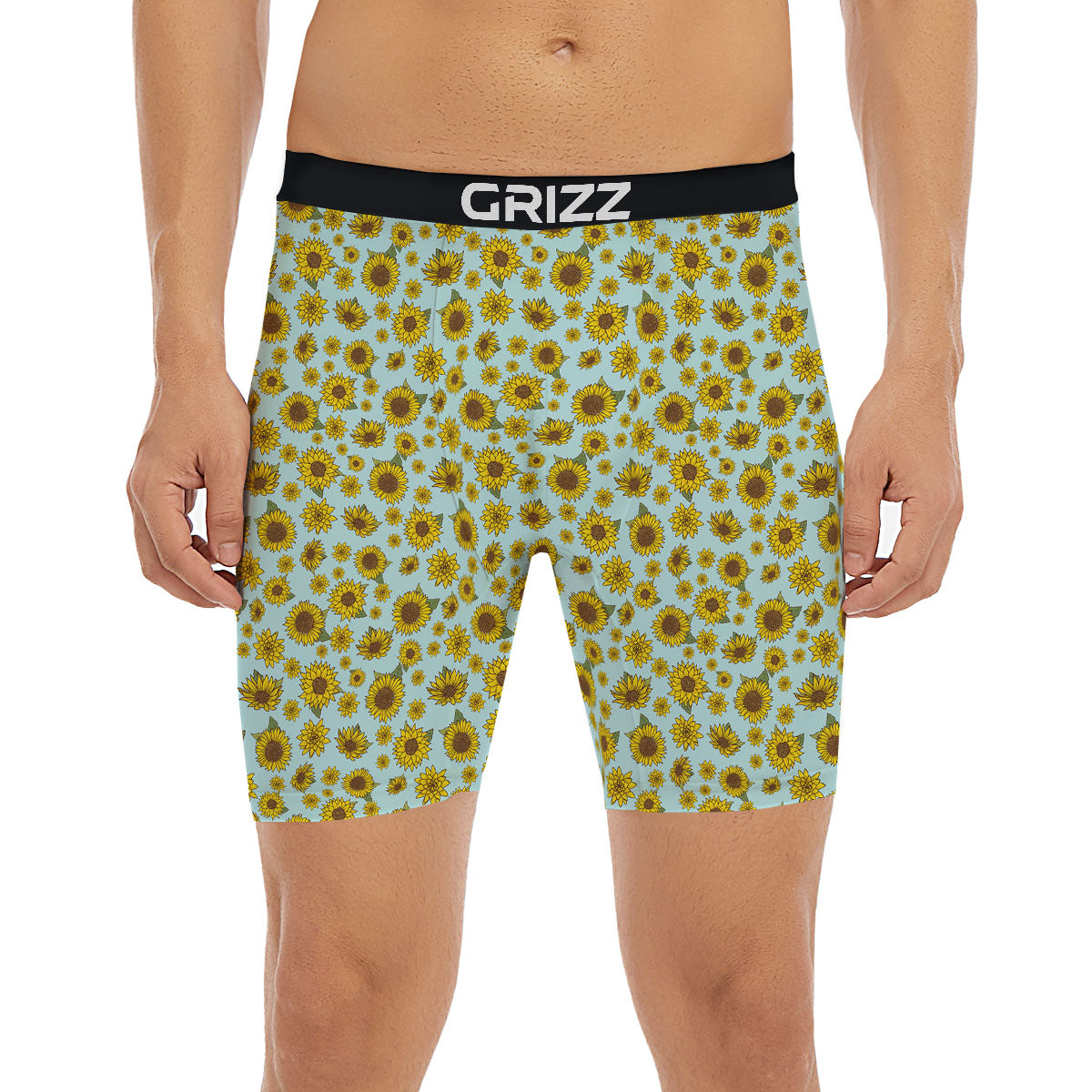 Sunflower Doodle Print Pattern Boxer Briefs-grizzshop