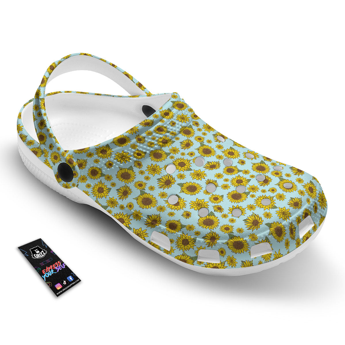 Sunflower Doodle Print Pattern Clog-grizzshop