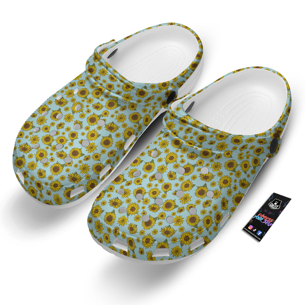 Sunflower Doodle Print Pattern Clog-grizzshop