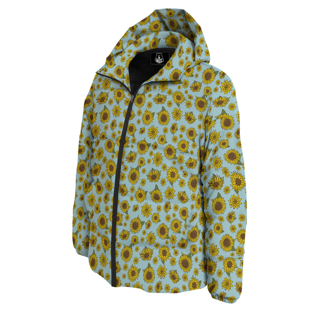 Sunflower Doodle Print Pattern Down Jacket-grizzshop
