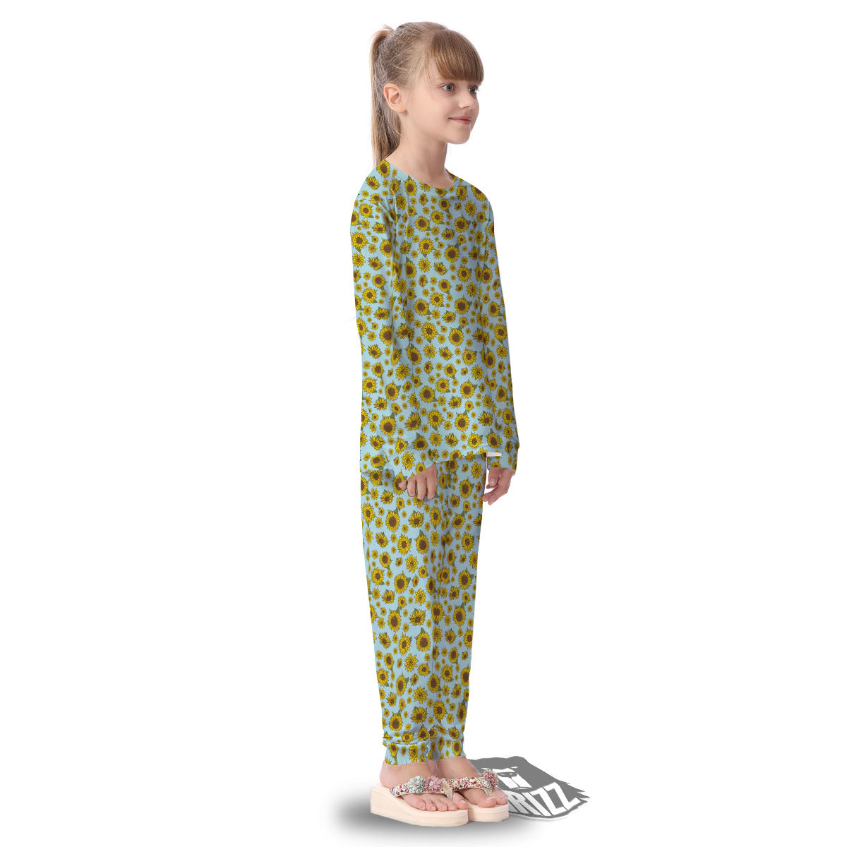 Sunflower Doodle Print Pattern Kid's Pajamas-grizzshop