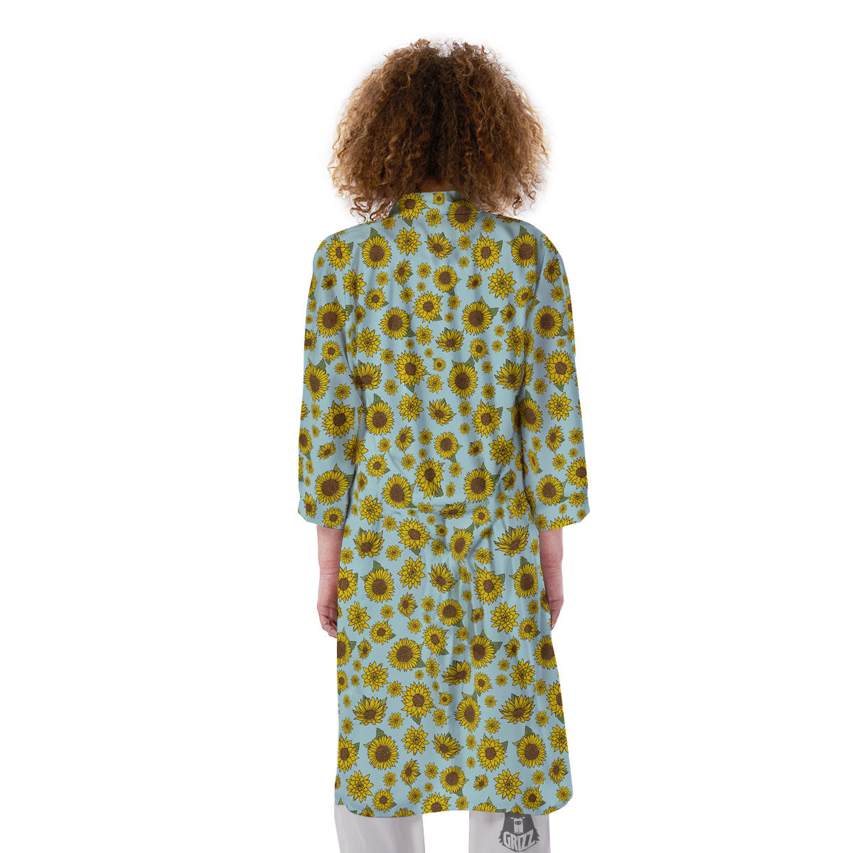 Sunflower Doodle Print Pattern Kimono-grizzshop