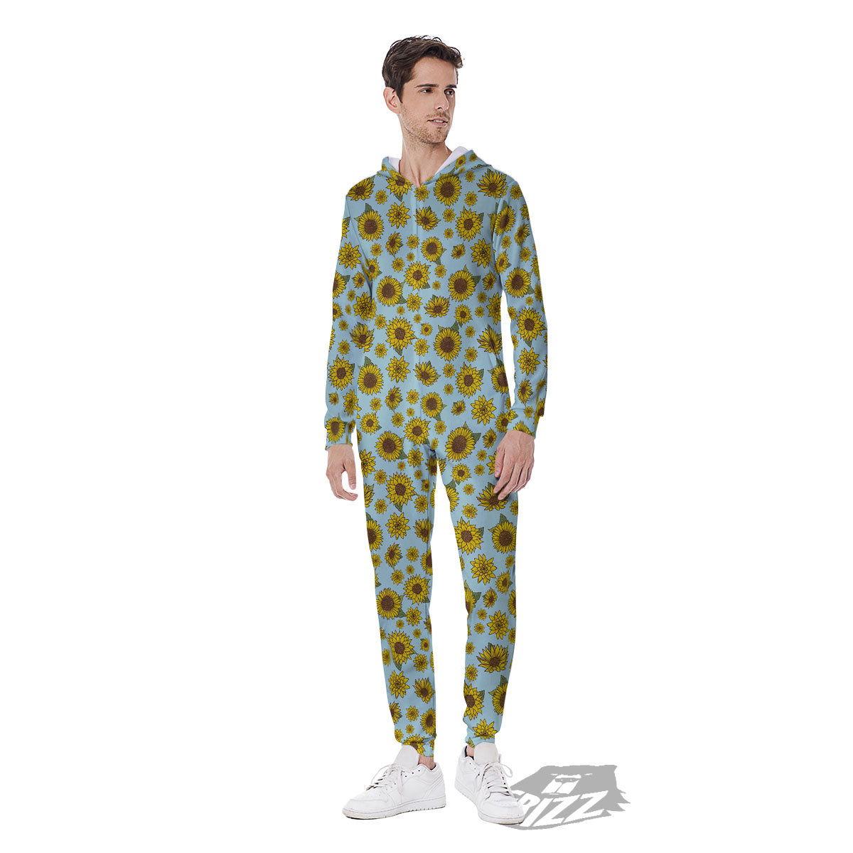 Sunflower Doodle Print Pattern Men's Jumpsuit-grizzshop