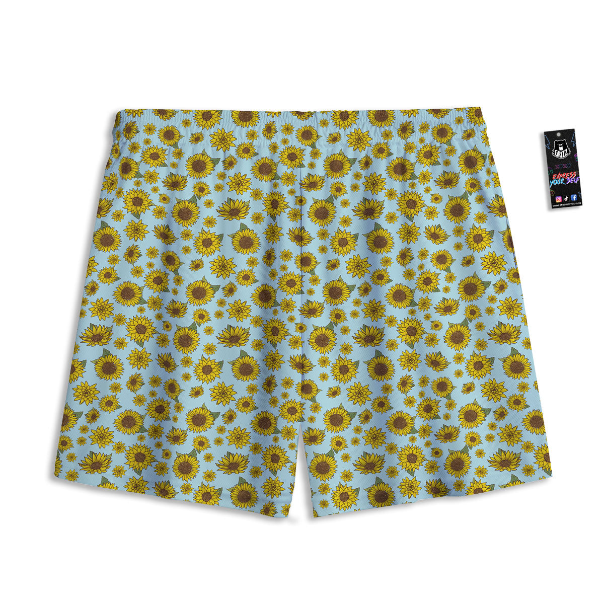 Sunflower Doodle Print Pattern Mesh Shorts-grizzshop