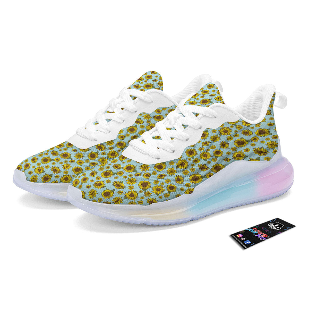 Sunflower Doodle Print Pattern Running Sneakers-grizzshop