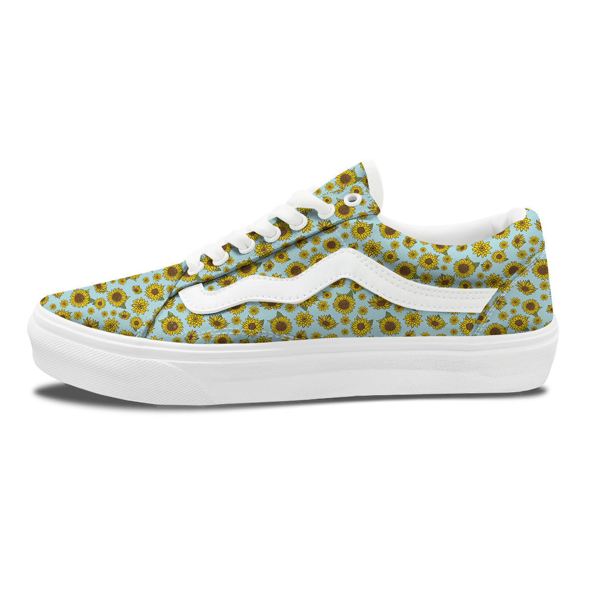 Sunflower Doodle Print Pattern Skate Shoes-grizzshop