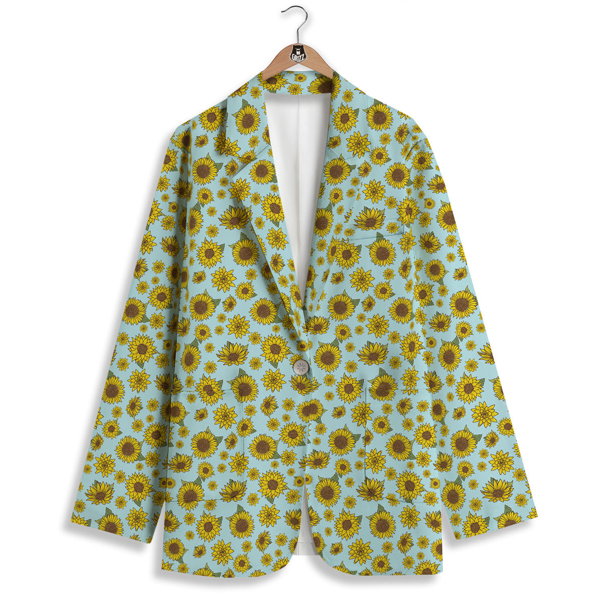 Sunflower Doodle Print Pattern Women's Blazer-grizzshop