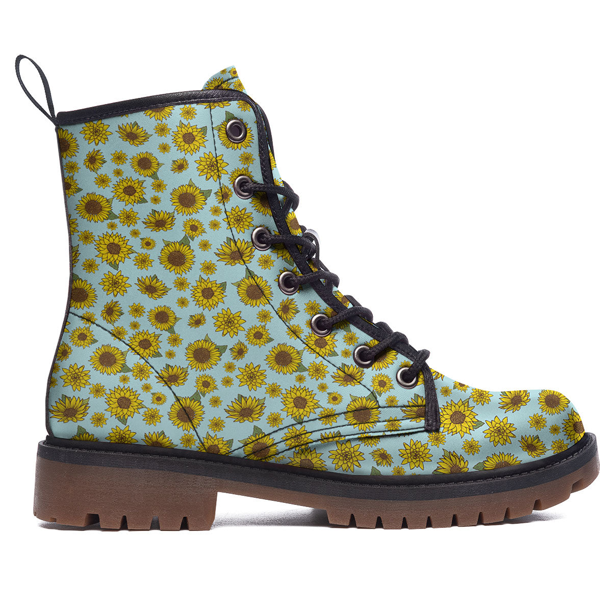 Sunflower Doodle Print Pattern Work Boots-grizzshop