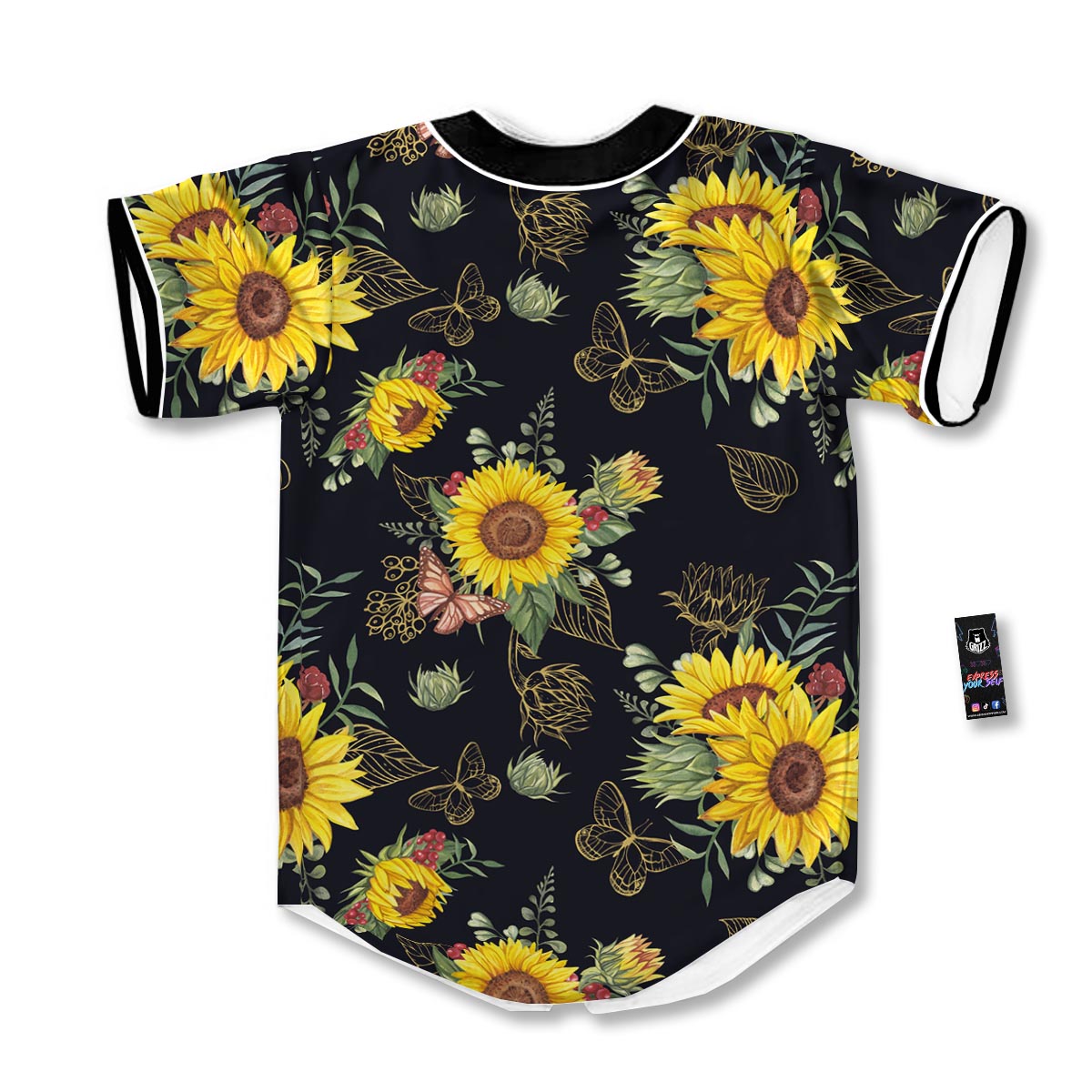 Sunflower Field Print Pattern Baseball Jersey-grizzshop