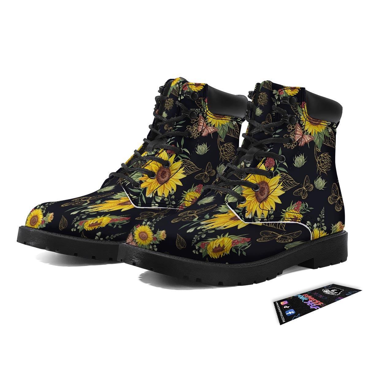 Sunflower Field Print Pattern Boots-grizzshop