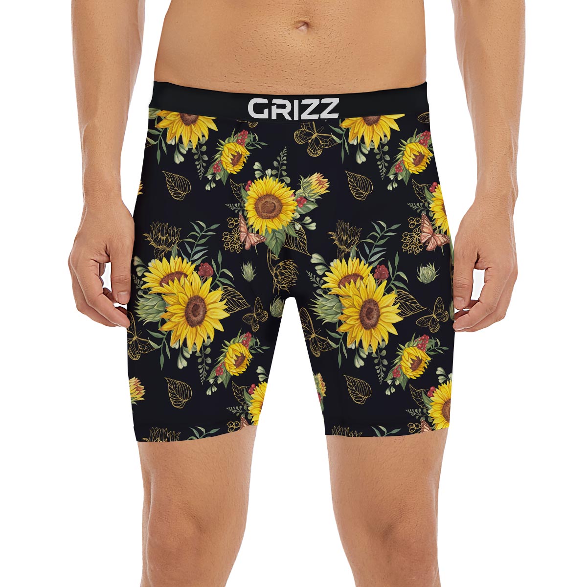 Sunflower Field Print Pattern Boxer Briefs-grizzshop