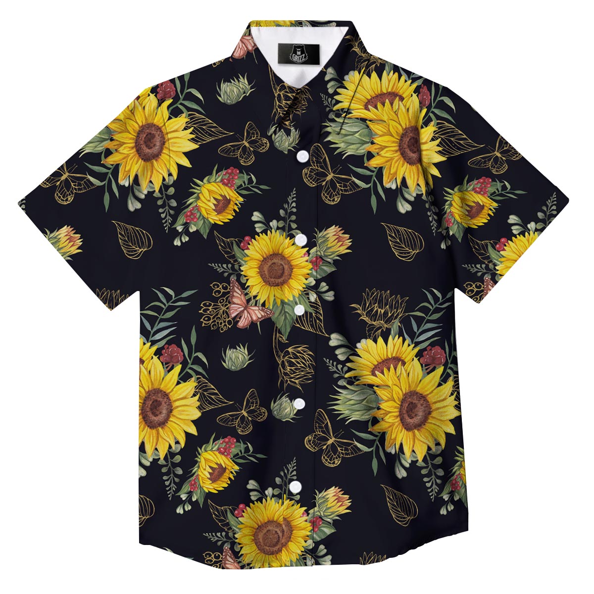 Sunflower Field Print Pattern Button Up Shirt-grizzshop