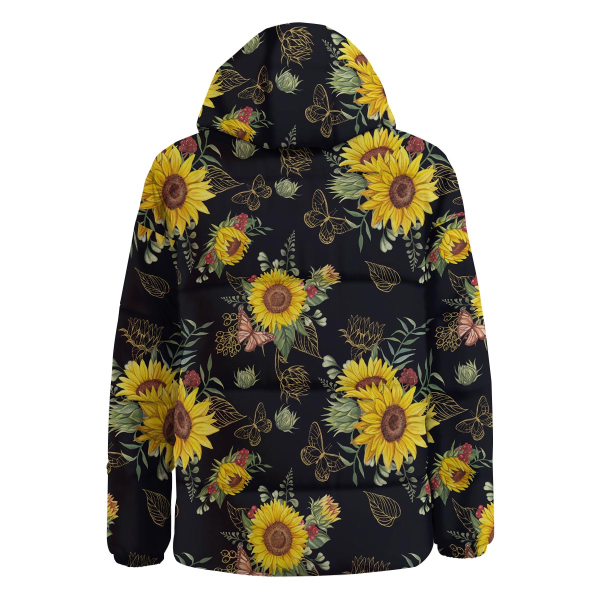 Sunflower Field Print Pattern Down Jacket-grizzshop