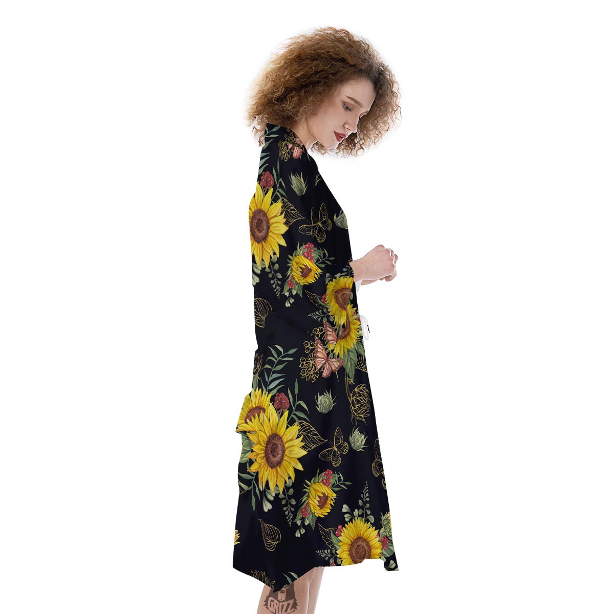 Sunflower Field Print Pattern Kimono-grizzshop