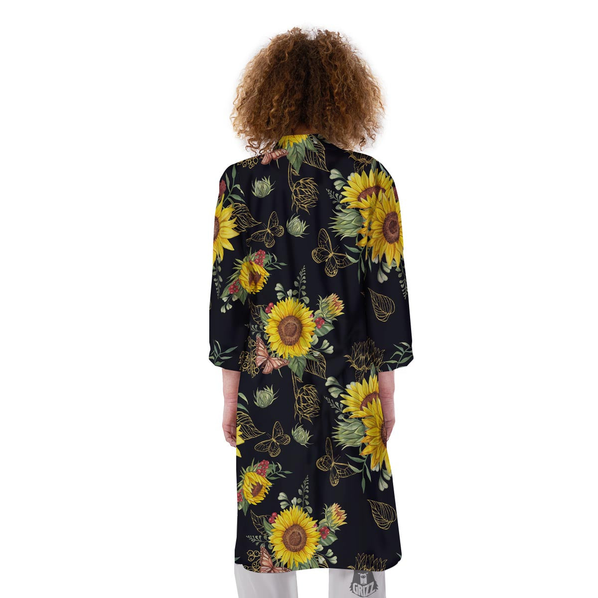 Sunflower Field Print Pattern Kimono-grizzshop