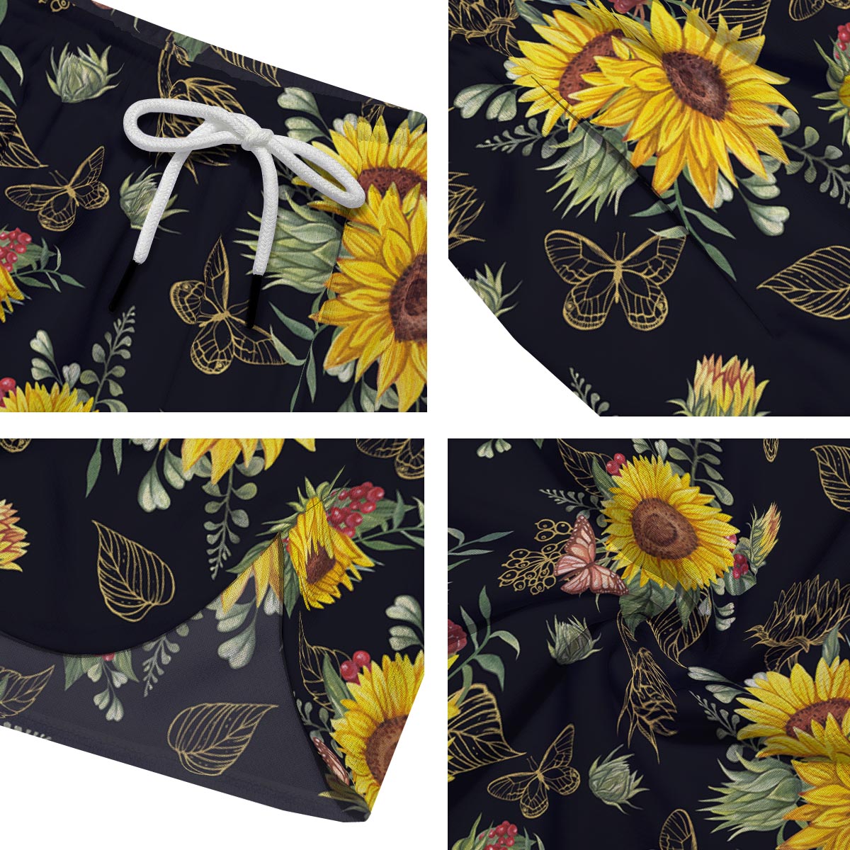 Sunflower Field Print Pattern Men's Running Shorts-grizzshop