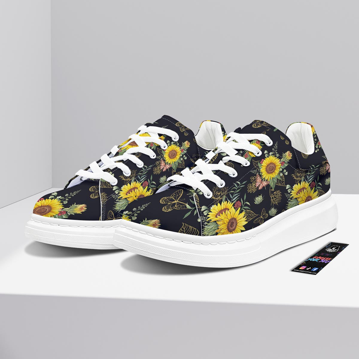 Sunflower Field Print Pattern Platform Shoes-grizzshop