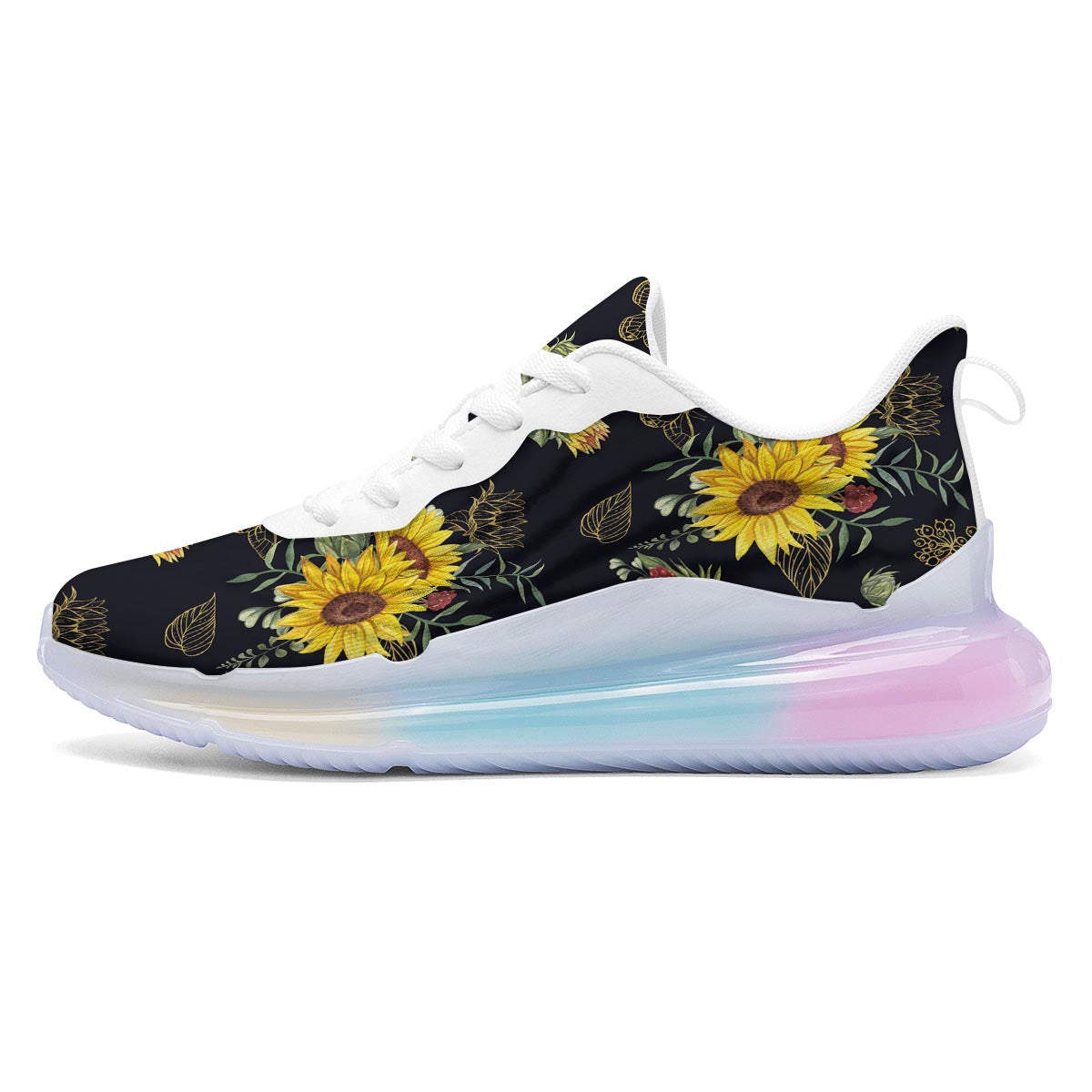 Sunflower Field Print Pattern Running Sneakers-grizzshop