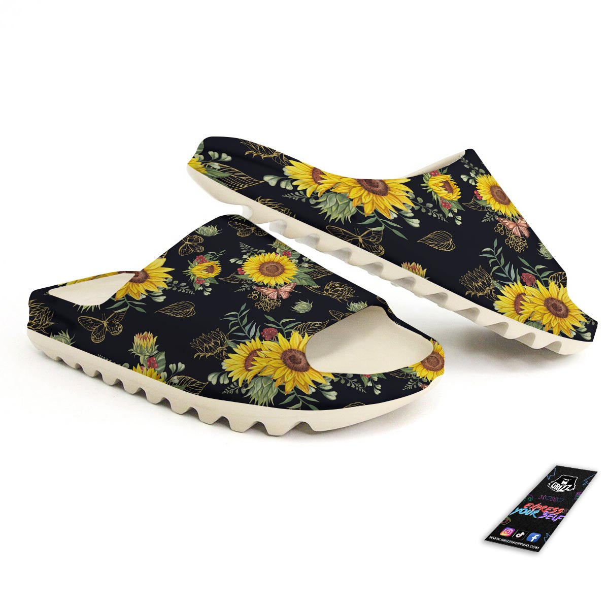Sunflower Field Print Pattern Sandals-grizzshop