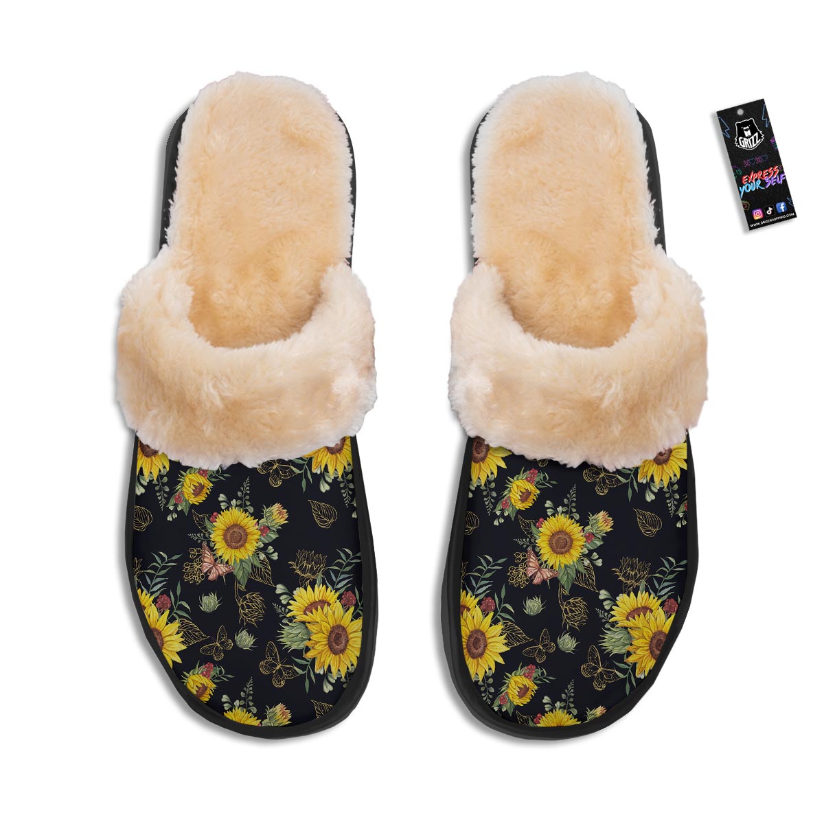 Sunflower Field Print Pattern Slippers-grizzshop