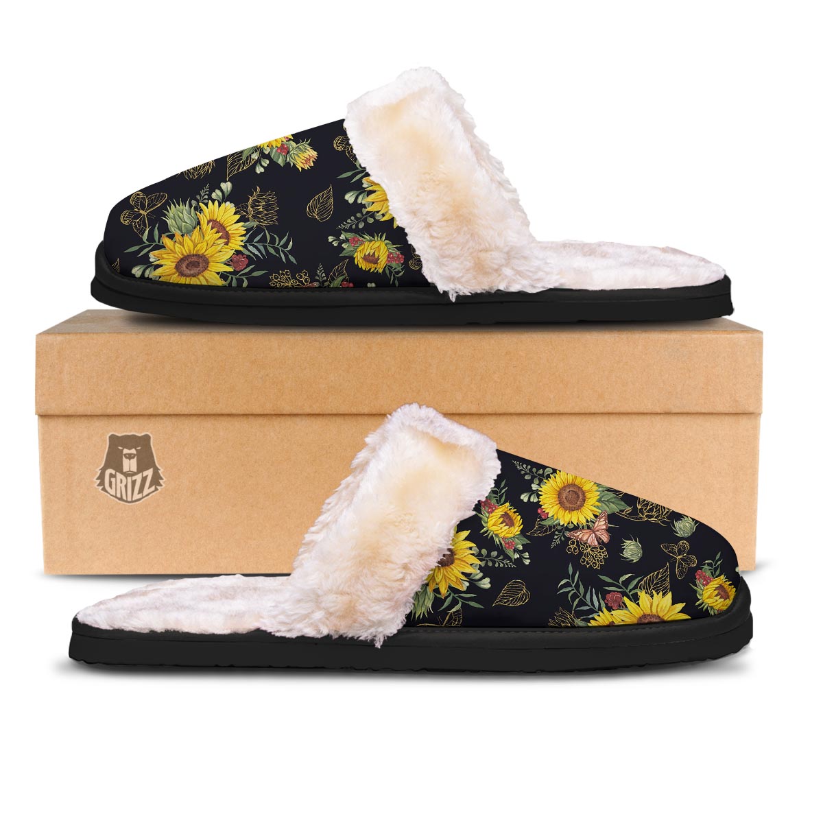 Sunflower Field Print Pattern Slippers-grizzshop