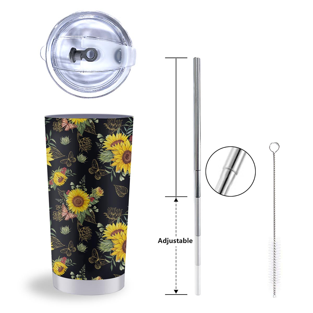 Sunflower Field Print Pattern Tumbler-grizzshop