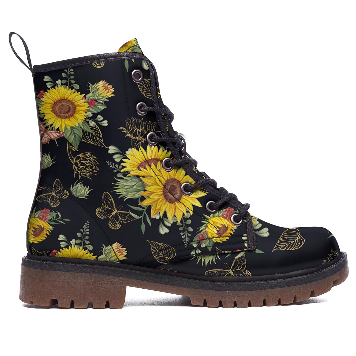 Sunflower Field Print Pattern Work Boots-grizzshop