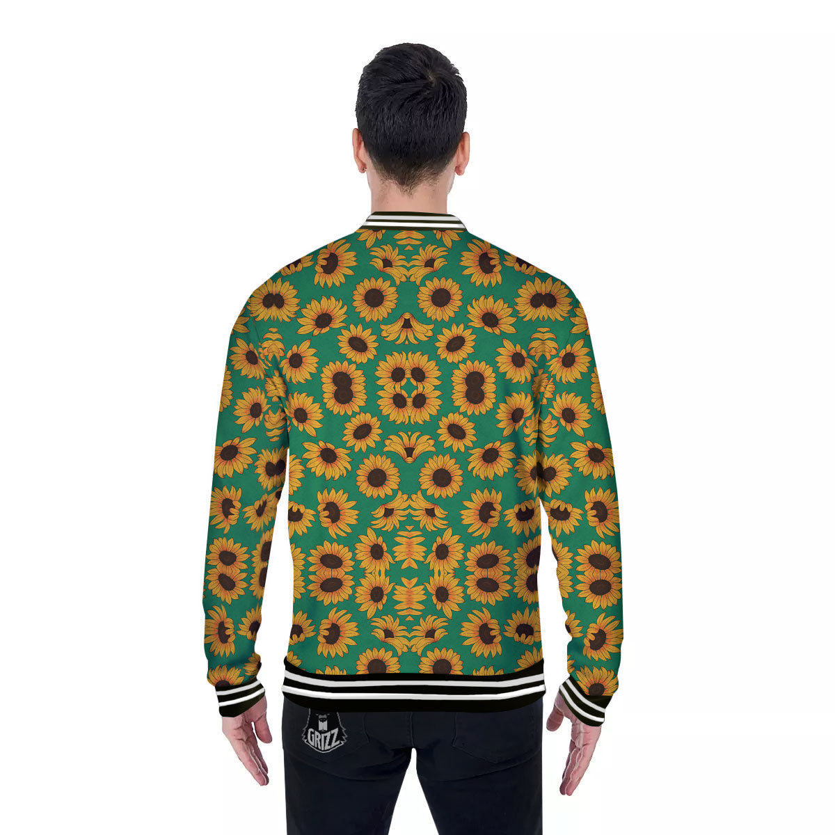 Sunflower Green Print Pattern Baseball Jacket-grizzshop