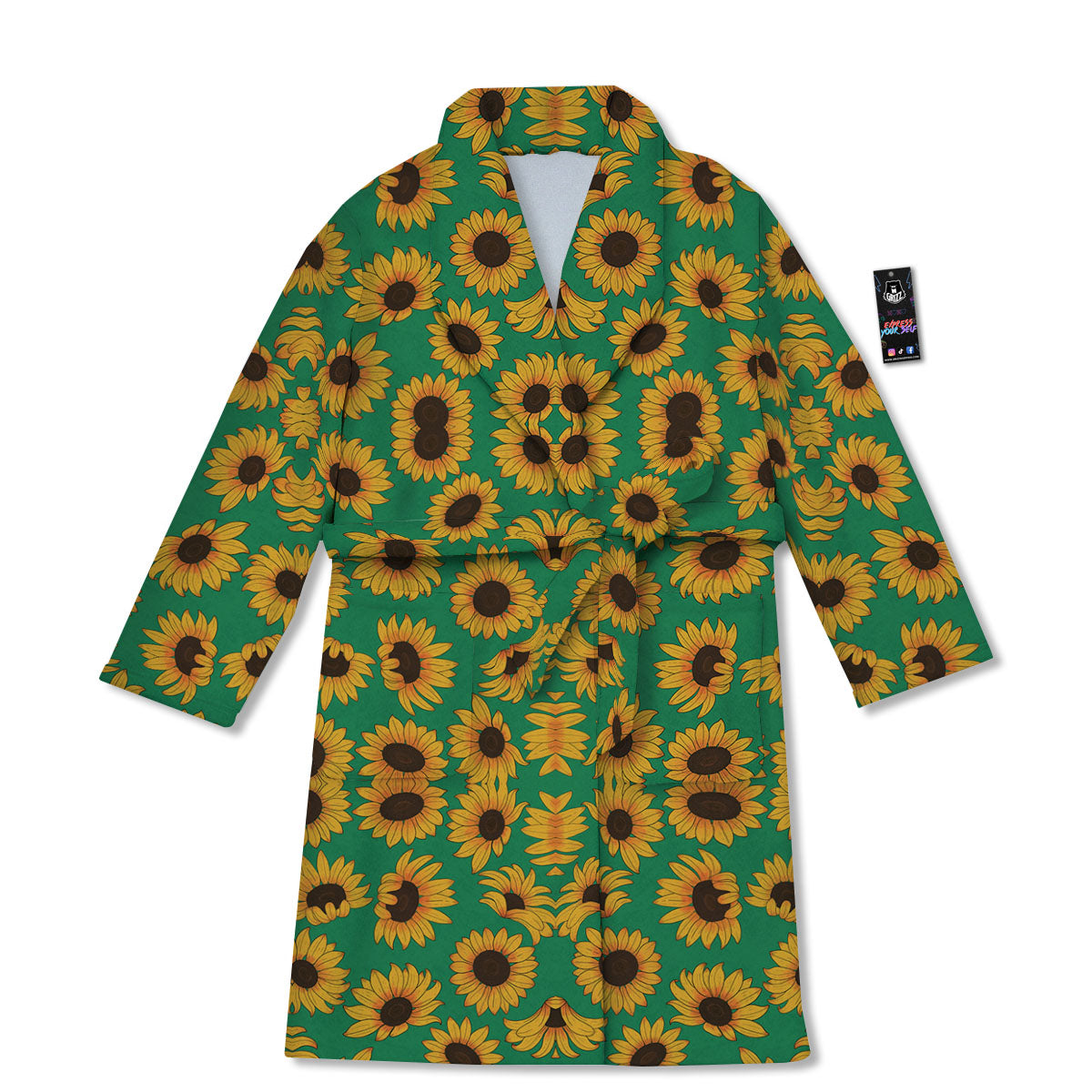 Sunflower Green Print Pattern Bathrobe-grizzshop