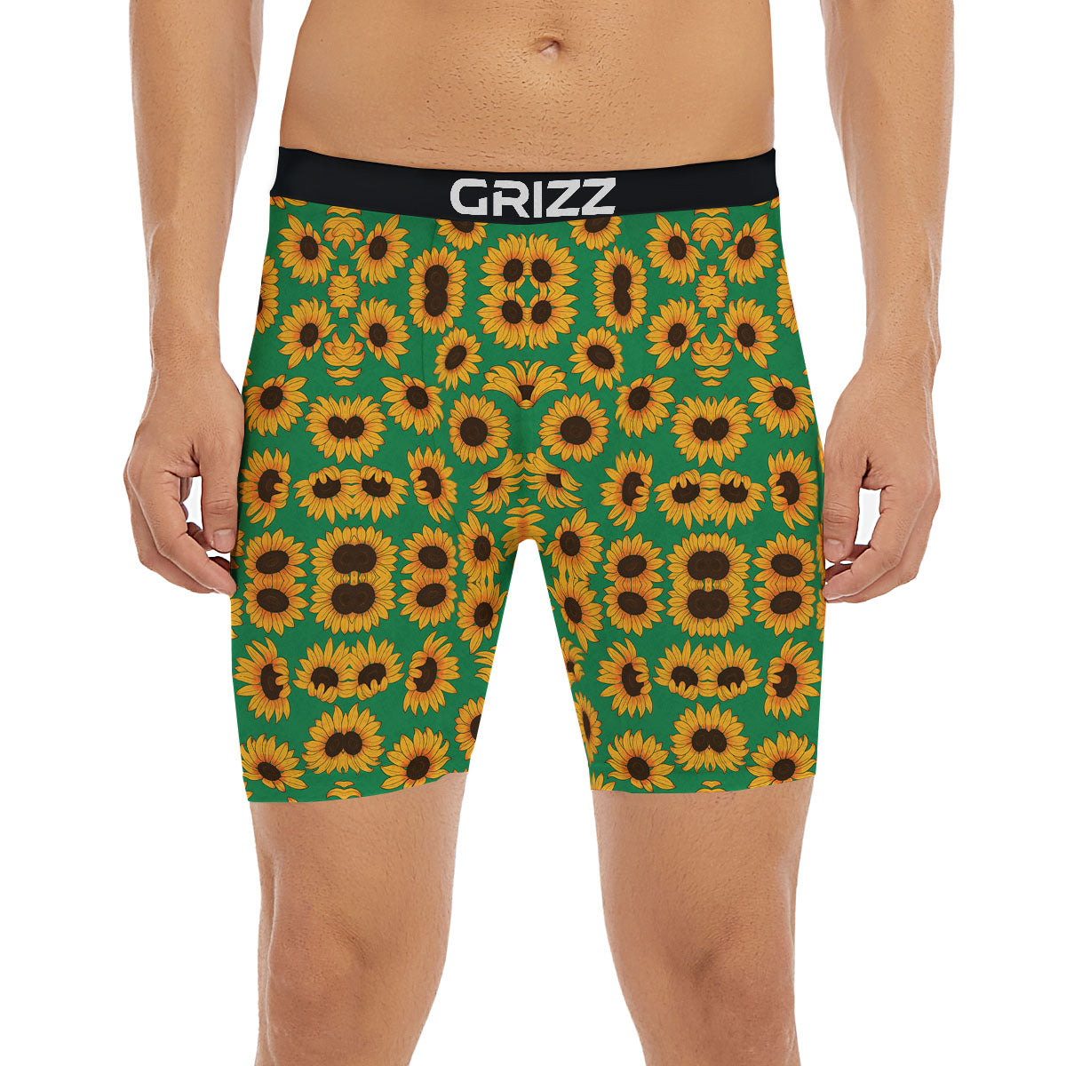 Sunflower Green Print Pattern Boxer Briefs-grizzshop
